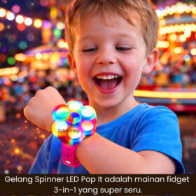 Gelang Spinner LED Pop It Mainan Anak Laki Laki Dan Perempuan Aksesoris Putar Nyala Lampu Fidget Toy Anti Stres - Foto 6