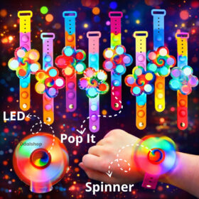 Gelang Spinner LED Pop It Mainan Anak Laki Laki Dan Perempuan Aksesoris Putar Nyala Lampu Fidget Toy Anti Stres - Foto 7