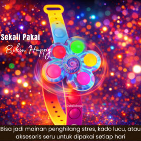 Gelang Spinner LED Pop It Mainan Anak Laki Laki Dan Perempuan Aksesoris Putar Nyala Lampu Fidget Toy Anti Stres - Foto 8