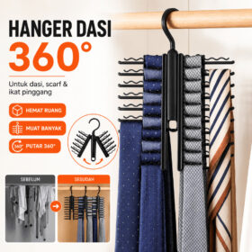 Hanger Rak Gantung Organizer Dasi Scarf Ikat Pinggang Henger Mini Plastik Bisa Diputar - Foto 1