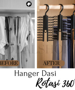 Hanger Rak Gantung Organizer Dasi Scarf Ikat Pinggang Henger Mini Plastik Bisa Diputar - Foto 2