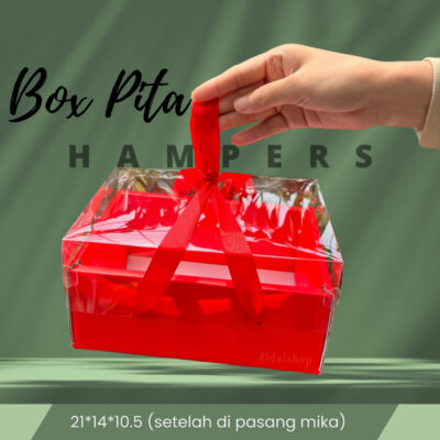 HardBox Aesthetic Box Gift Serbaguna Hampers Hari Raya Kotak Kemasan Tutup Mika Dengan Tali Pita - Foto 1