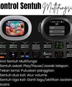 Headset Bluetooth 5.4 A16 Pro TWS Layar Sentuh Pintar Suara Jernih Bass Baterai Awet Auto Connect - Foto 2