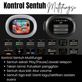 Headset Bluetooth 5.4 A16 Pro TWS Layar Sentuh Pintar Suara Jernih Bass Baterai Awet Auto Connect - Foto 2
