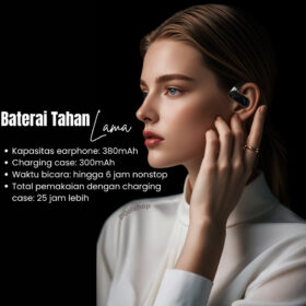 Headset Bluetooth 5.4 A16 Pro TWS Layar Sentuh Pintar Suara Jernih Bass Baterai Awet Auto Connect - Foto 7