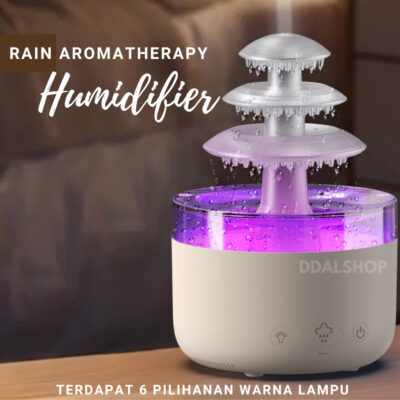 Humidifier Lampu Tidur Aromaterapi Pengatur Kelembapan Udara Aromatherapy Unik Bentuk Uap Air Hujan - Foto 1
