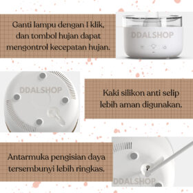 Humidifier Lampu Tidur Aromaterapi Pengatur Kelembapan Udara Aromatherapy Unik Bentuk Uap Air Hujan - Foto 2