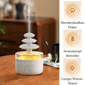 Humidifier Lampu Tidur Aromaterapi Pengatur Kelembapan Udara Aromatherapy Unik Bentuk Uap Air Hujan - Foto 5