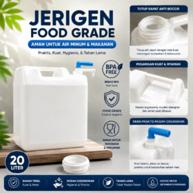 Jerigen Food Grade bahan HDPE 20 liter Tutup Segel Wadah Air Minum Isi Ulang Jirigen Minyak Madu dll - Foto 1