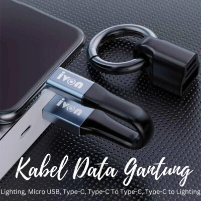 Kabel Data Fast Charging 2In1 Cable Lighting Micro USB Type-C Lighting Mini Portable - Foto 1