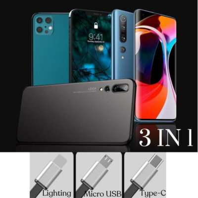 Kabel Data Fast Charging Portable 3in1 Cable Multifungsi Charger Iphone Micro USB Type C Lightning - Foto 1