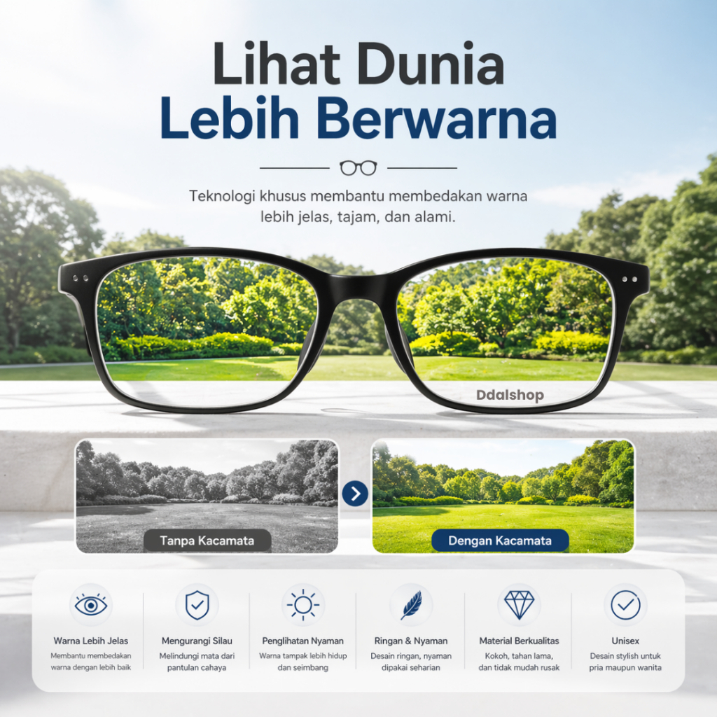 Kacamata Buta Warna merah hijau Enchroma untuk Pria dan Wanita Bingkai Penuh TR90 untuk mengemudi - Foto 1