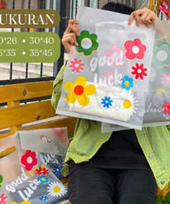 Kantong Plastik Bening Motif Print Bunga Lucu Plastic Kresek Kemasan Goodie Bag Bahan HDPE - Foto 2