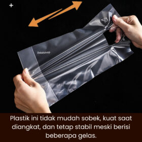 Kantong Plastik Cup Holder Tebal 12 Mic Plastic Kemasan Minuman Anti Sobek, Kuat Bening  Isi 50Pc - Foto 5