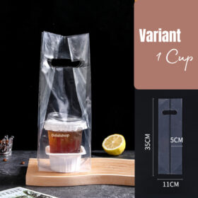 Kantong Plastik Cup Holder Tebal 12 Mic Plastic Kemasan Minuman Anti Sobek, Kuat Bening  Isi 50Pc - Foto 9