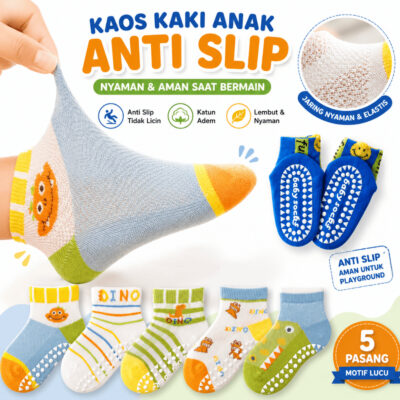 Kaos Kaki Anak Perempuan Laki laki Anti Slip Licin Motif Lucu Import Kaus kaki Bermain Playground - Foto 1