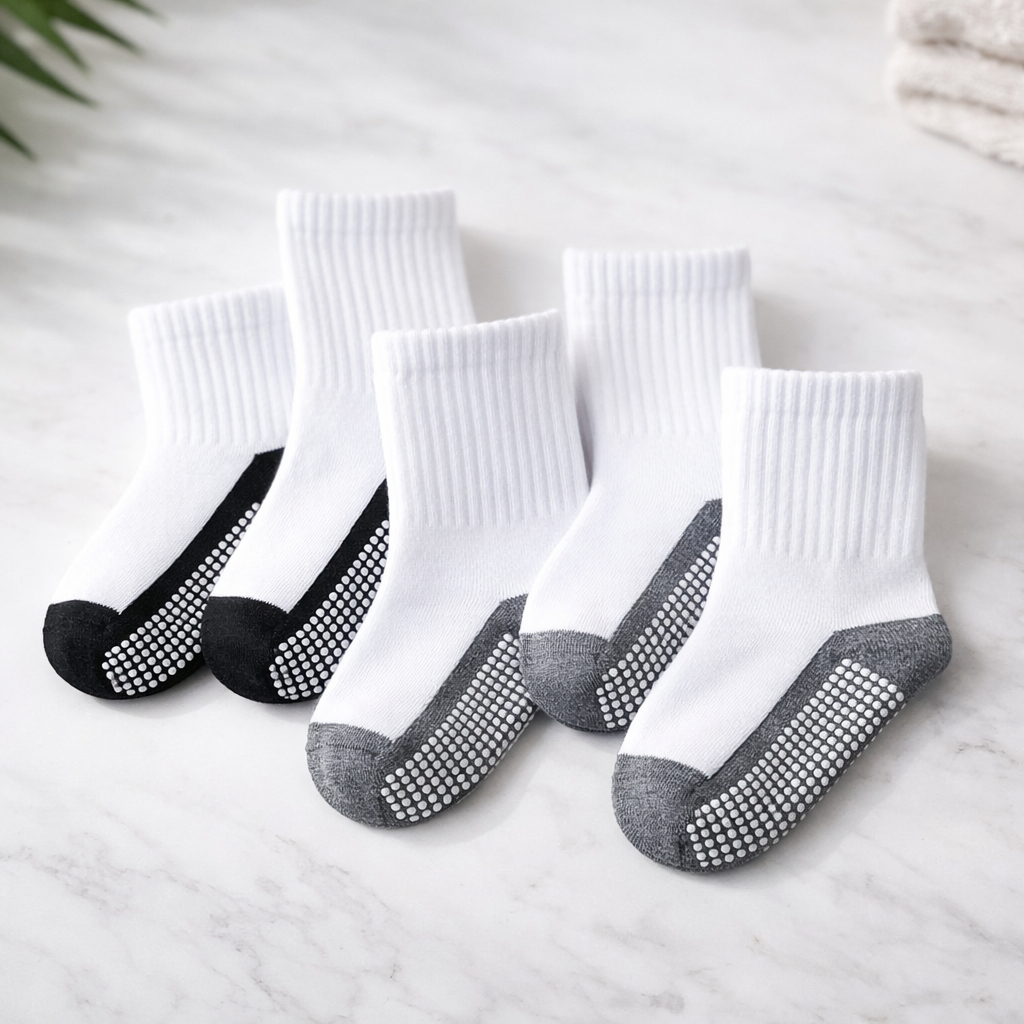 Kaos Kaki Anak sd hitam putih perempuan dan laki laki Anti Slip Licin bahan Tebal 1-12tahun Import - Foto 3