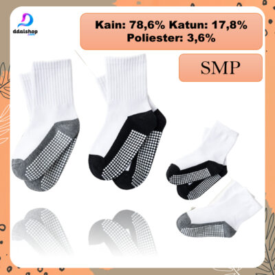 Kaos Kaki Anak Sekolah SMP SMA Laki Laki Perempuan Dewasa Bahan Tebal Polos Hitam Putih Anti Slip Minliu Import - Foto 1