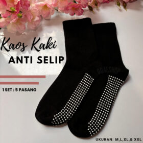 Kaos Kaki Sekolah Anak Laki-laki Perempuan SD SMP Kaus Kaki Hitam Polos Anti Slip Bahan Tebal Minliu - Foto 1