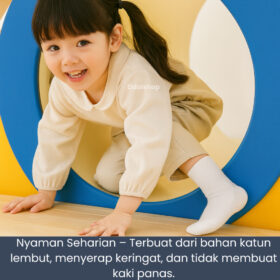 Kaos Kaki Sekolah Putih Polos Anti Slip Grip Kaus Tebal Halus untuk Anak SD SMP SMA Laki Perempuan - Foto 2