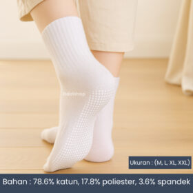 Kaos Kaki Sekolah Putih Polos Anti Slip Grip Kaus Tebal Halus untuk Anak SD SMP SMA Laki Perempuan - Foto 7