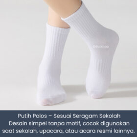 Kaos Kaki Sekolah Putih Polos Anti Slip Grip Kaus Tebal Halus untuk Anak SD SMP SMA Laki Perempuan - Foto 9