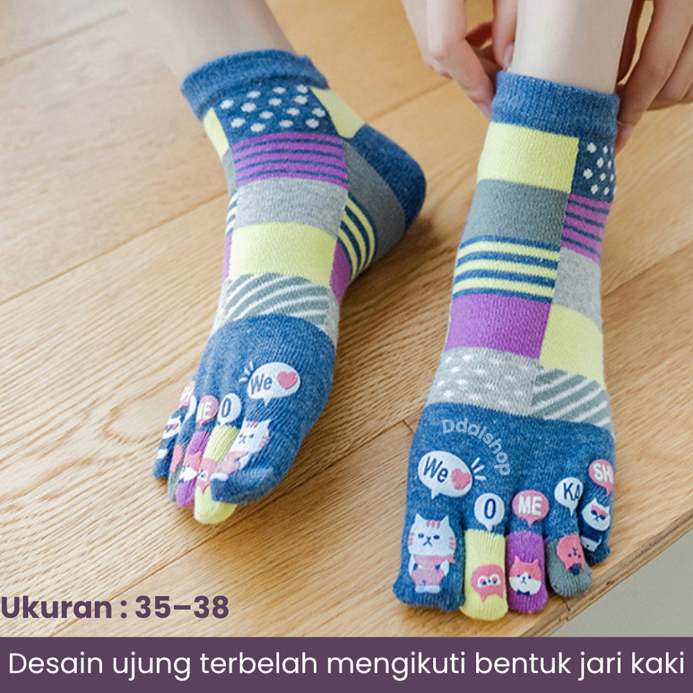 Kaus Kaki Lima Jari Karakter Katun Lembut Tidak Gerah Fit 35–38 Kaos Kaki Wanita Kualitas Premium - Foto 4
