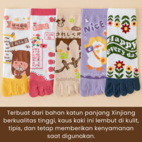 Kaus Kaki Lima Jari Wanita Katun Tipis Antibakteri Ujung Terbelah Fashion Musim Semi Gugur - Foto 3