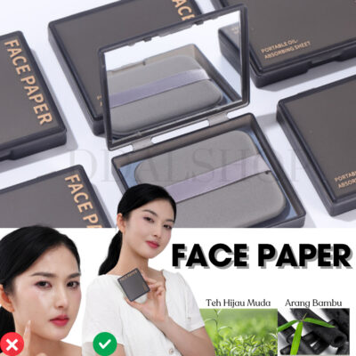 Kertas Minyak Wajah Face Oil Control Menyerap Mengatasi Kulit Berminyak Dengan Kotak Kaca Puff Bedak - Foto 1