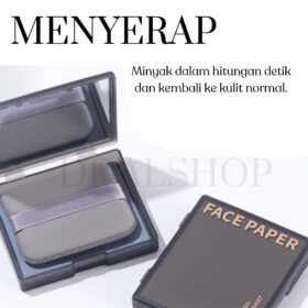 Kertas Minyak Wajah Face Oil Control Menyerap Mengatasi Kulit Berminyak Dengan Kotak Kaca Puff Bedak - Foto 6