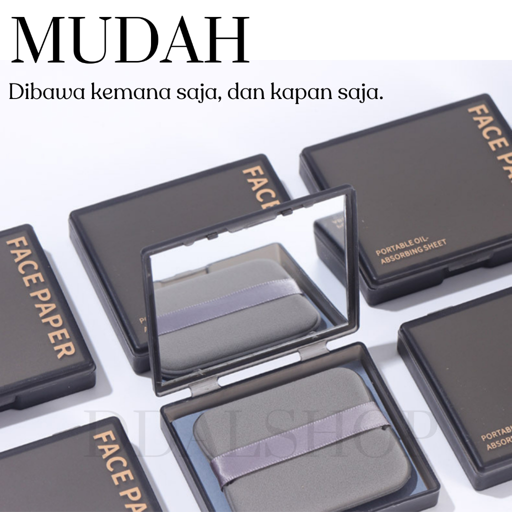 Kertas Minyak Wajah Face Oil Control Menyerap Mengatasi Kulit Berminyak Dengan Kotak Kaca Puff Bedak - Foto 7