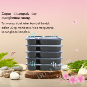 Kotak Makan Bento 4 Sekat Isi 20pcs Lunch Box Food Grade 1000ml Microwave Freezer Safe - Foto 2