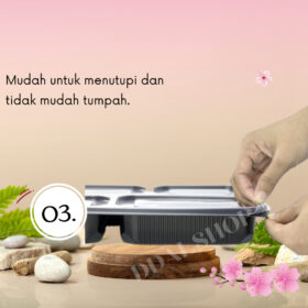 Kotak Makan Bento 4 Sekat Isi 20pcs Lunch Box Food Grade 1000ml Microwave Freezer Safe - Foto 7