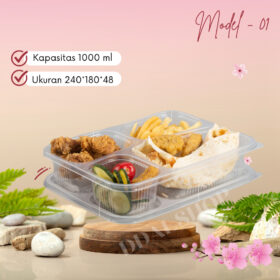 Kotak Makan Bento 4 Sekat Isi 20pcs Lunch Box Food Grade 1000ml Microwave Freezer Safe - Foto 8