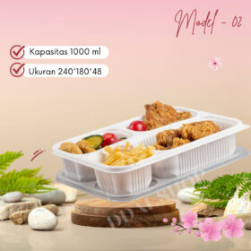 Kotak Makan Bento 4 Sekat Isi 20pcs Lunch Box Food Grade 1000ml Microwave Freezer Safe - Foto 9