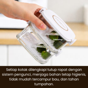 Kotak Penyimpanan Bumbu Kulkas Kedap Udara Anti Bocor Wadah Bawang Cabai Sayur Incl Saringan Peniris - Foto 4