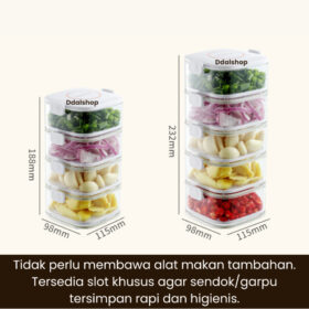 Kotak Penyimpanan Bumbu Kulkas Kedap Udara Anti Bocor Wadah Bawang Cabai Sayur Incl Saringan Peniris - Foto 5