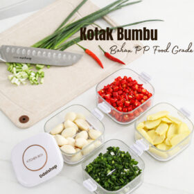 Kotak Penyimpanan Bumbu Kulkas Kedap Udara Anti Bocor Wadah Bawang Cabai Sayur Incl Saringan Peniris - Foto 6