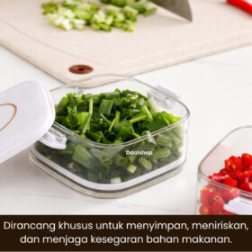Kotak Penyimpanan Bumbu Kulkas Kedap Udara Anti Bocor Wadah Bawang Cabai Sayur Incl Saringan Peniris - Foto 8