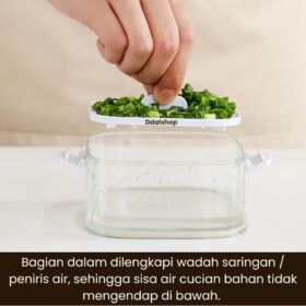 Kotak Penyimpanan Bumbu Kulkas Kedap Udara Anti Bocor Wadah Bawang Cabai Sayur Incl Saringan Peniris - Foto 9