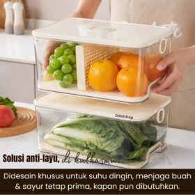 Kotak Penyimpanan Makanan Storage Buah Sayur Box Kulkas Anti Bau Kedap Udara Bahan PP PET Silikon Food Grade - Foto 4