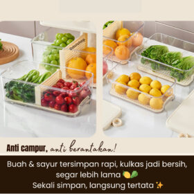 Kotak Penyimpanan Makanan Storage Buah Sayur Box Kulkas Anti Bau Kedap Udara Bahan PP PET Silikon Food Grade - Foto 9