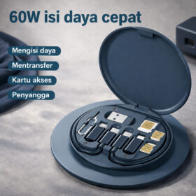 Kotak Tempat Penyimpanan Kabel Charger Fast Charging 60W Lightning Iphone Konektor USB Type C Mikro - Foto 7