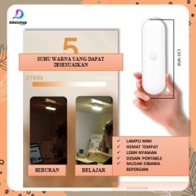 Lampu LED Sensor Gerak Magnetic 5 Warna Lampu Belajar  Emergency Lamp  Multifungsi Usb Charging - Foto 5