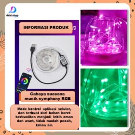 Lampu LED Strip RGB 10M Bluetooth Sensor Musik Waterproof Lampu Hias Kamar Gaming TV Backlight - Foto 7