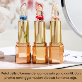 Lipstik Glossy Warna Tahan Lama Lip Balm Pelembab Bibir Pecah Dan Kering Lipstick Petal Jelly Cantik - Foto 7