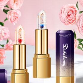 Lipstik Glossy Warna Tahan Lama Lip Balm Pelembab Bibir Pecah Dan Kering Lipstick Petal Jelly Cantik - Foto 9