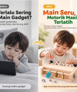 Mainan Edukasi Anak 3+ Montessori Busy Board Obeng Kayu Latihan Motorik & KonsentrasiMainan Edukasi Anak Montessori 18 in 1 Busy Board Kayu Papan Baut Obeng Motorik Halus Anak 3 Tahun+ - Foto 2