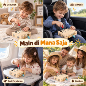 Mainan Edukasi Anak 3+ Montessori Busy Board Obeng Kayu Latihan Motorik & KonsentrasiMainan Edukasi Anak Montessori 18 in 1 Busy Board Kayu Papan Baut Obeng Motorik Halus Anak 3 Tahun+ - Foto 3
