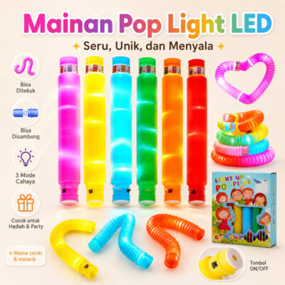 Mainan Pop Light Glow In The Dark Pop Tube LED Viral Warna Warni Fidget Toys Seru Hadiah Ulang Tahun - Foto 1